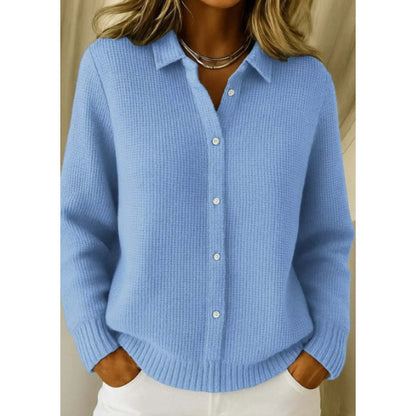Women's Lapel Button Knit Cardigan Sweater (photo 8)