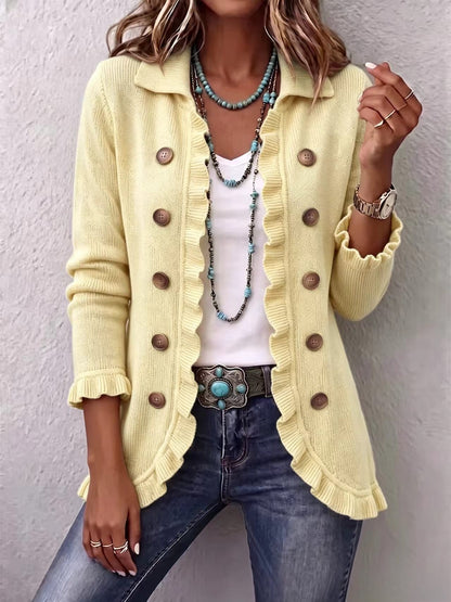 Women's Ruffled Button-Front Knit Cardigan (photo 9)