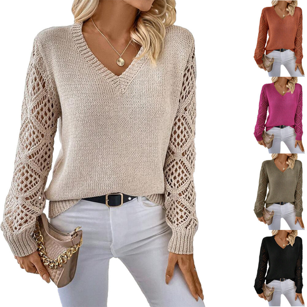 Women's Cut-Out V-Neck Pullover Sweater