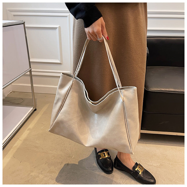 Women's Vintage PU Leather Tote Shoulder Bag (photo 5)