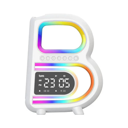 B-Shaped Bluetooth Speaker with Lamp, Alarm Clock and Wireless Charger (photo 14)