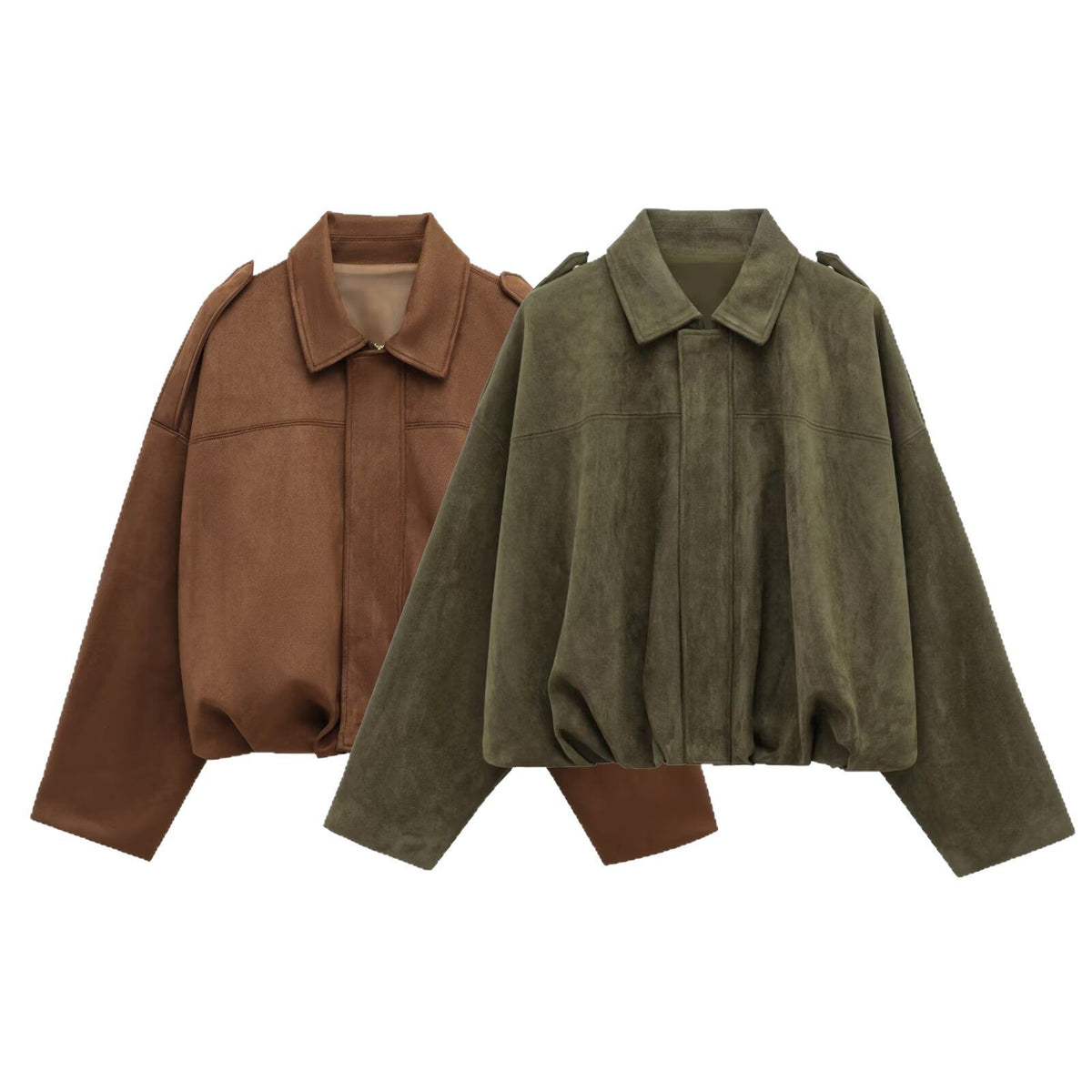 Faux Suede Zip-Up Jacket with Matching Pants and Skirt Options (photo 3)