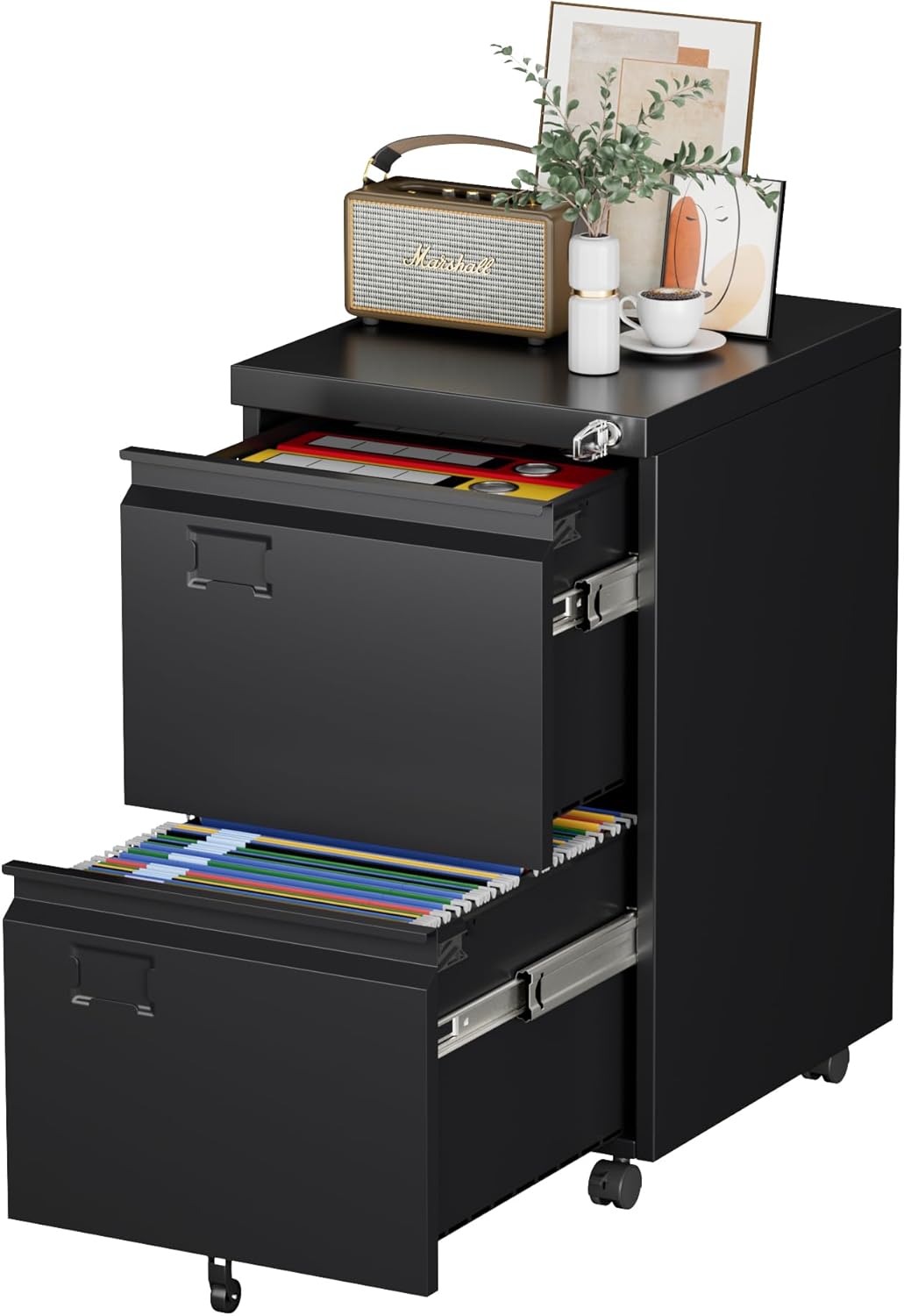 2-Drawer Metal Mobile File Cabinet with Lock