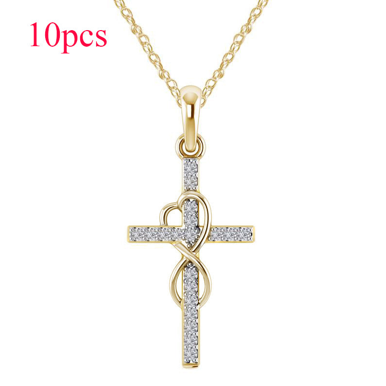 Rhinestone Cross Pendant Necklace (photo 23)