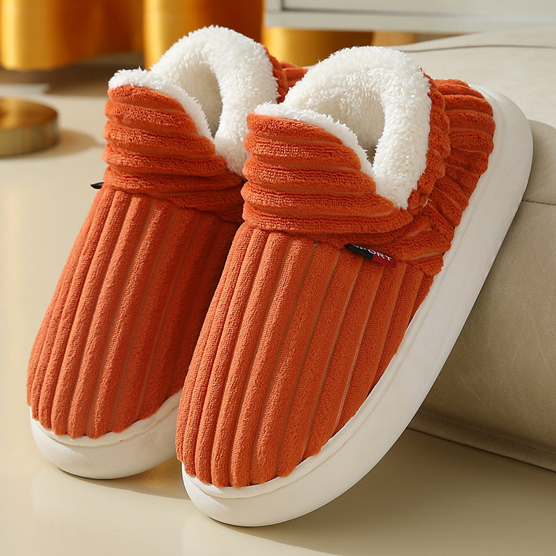 Striped Plush Winter House Slippers, Unisex (photo 7)
