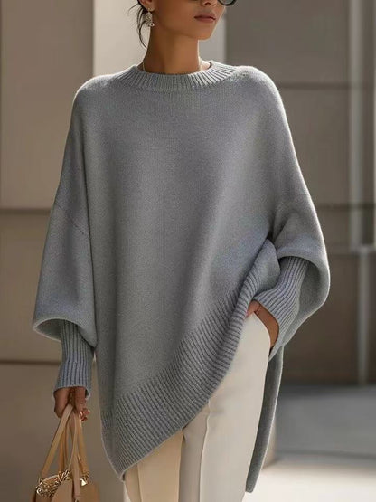 Women's Thick Knit Crewneck Pullover Sweater, Loose Fit (photo 2)