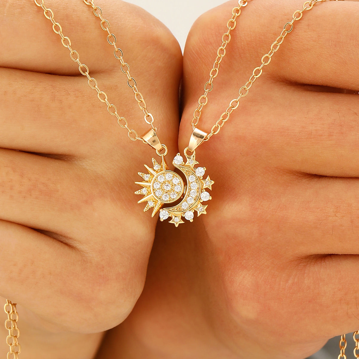 Sun and Moon Magnetic Couple Necklaces, Set of 2 (photo 2)