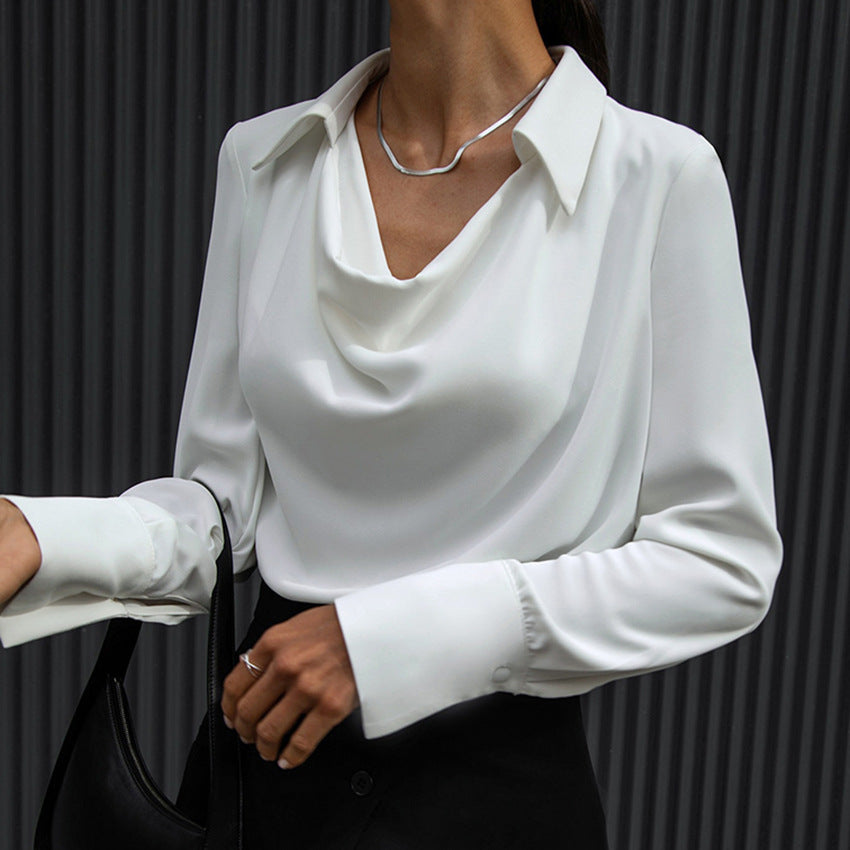 Women's Collared Long-Sleeve Button-Up Blouse