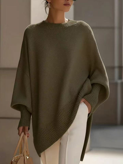 Women's Thick Knit Crewneck Pullover Sweater, Loose Fit (photo 3)