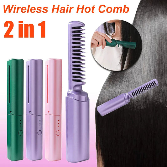 Cordless Mini Hot Comb Straightening Brush