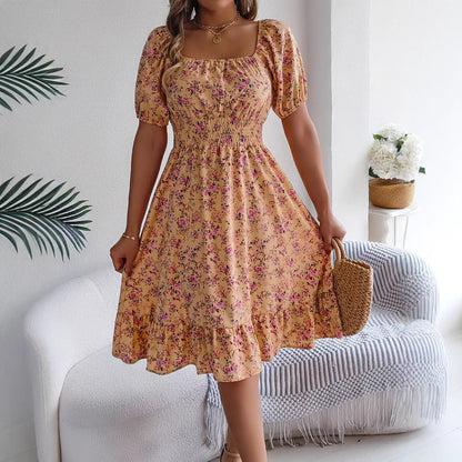 Women's Floral Square-Neck Ruffle Dress (photo 3)
