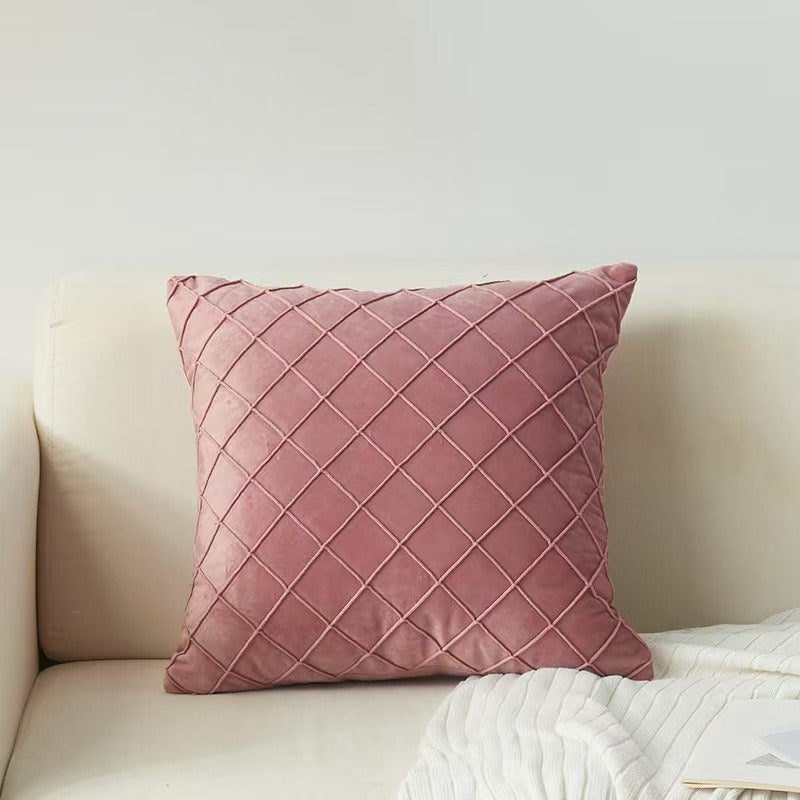 Quilted Velvet Throw Pillow Cover - Dusty Pink (photo 3)