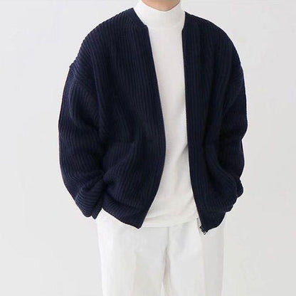 Men's Lined Zip-Up Knit Cardigan with Funnel Neck (photo 4)