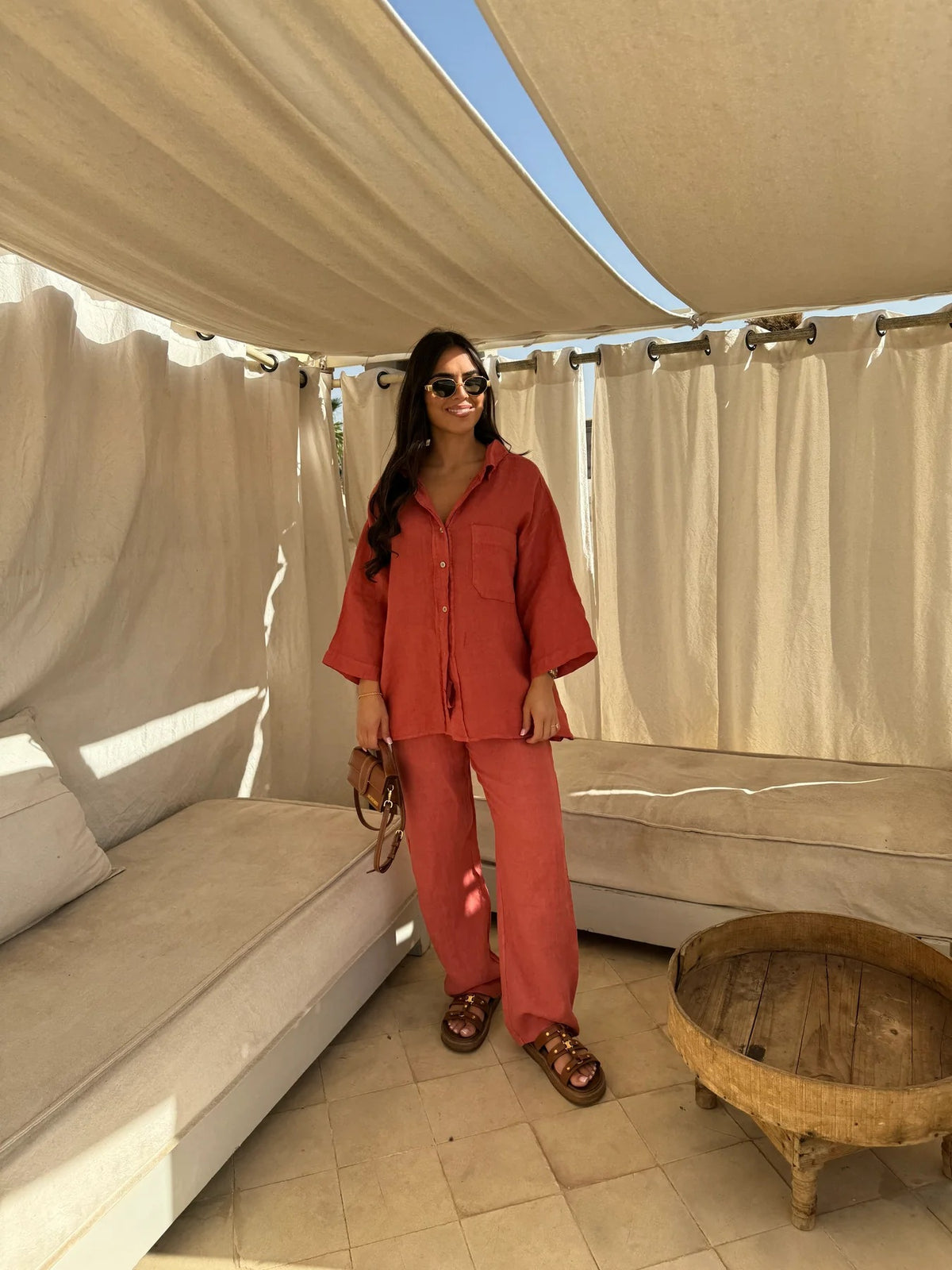 Women's Long-Sleeve Pocket Shirt and Wide-Leg Pants Set (photo 23)