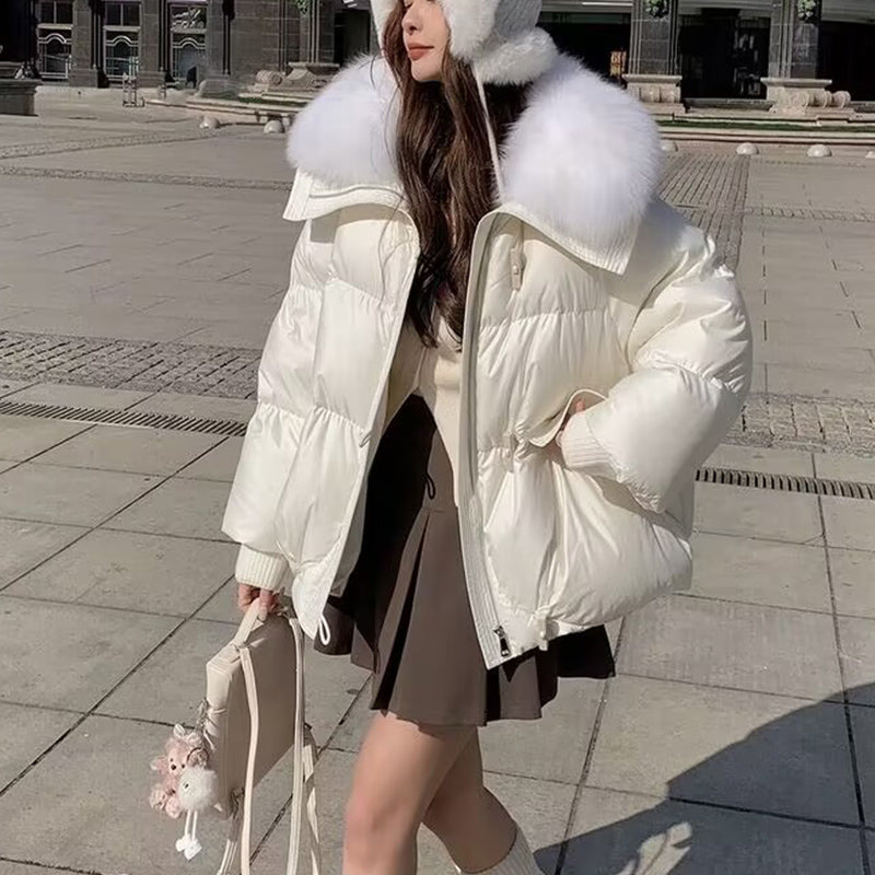 Women's Short Padded Jacket with Faux Fur Collar (photo 3)