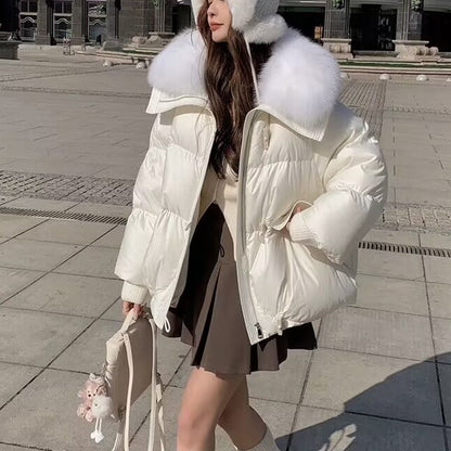 Women's Short Padded Jacket with Faux Fur Collar (photo 3)