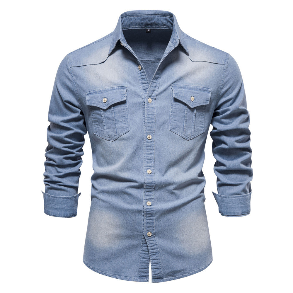 Men's Slim Long-Sleeve Denim Shirt (photo 4)