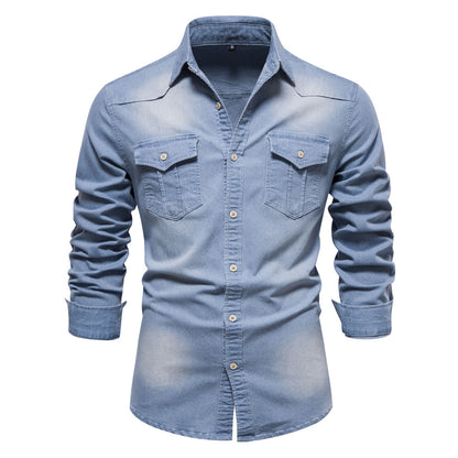 Men's Slim Long-Sleeve Denim Shirt (photo 4)