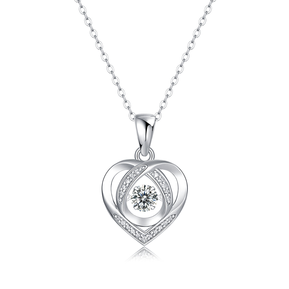 Sterling Silver Heart Pendant Necklace with 0.5 ct Moissanite (photo 5)