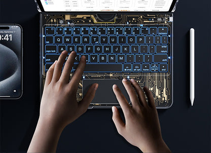 360° Rotating Clear Keyboard Case for iPad with Trackpad (photo 8)