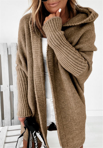 Women's Oversized Hooded Batwing Knit Cardigan (photo 12)