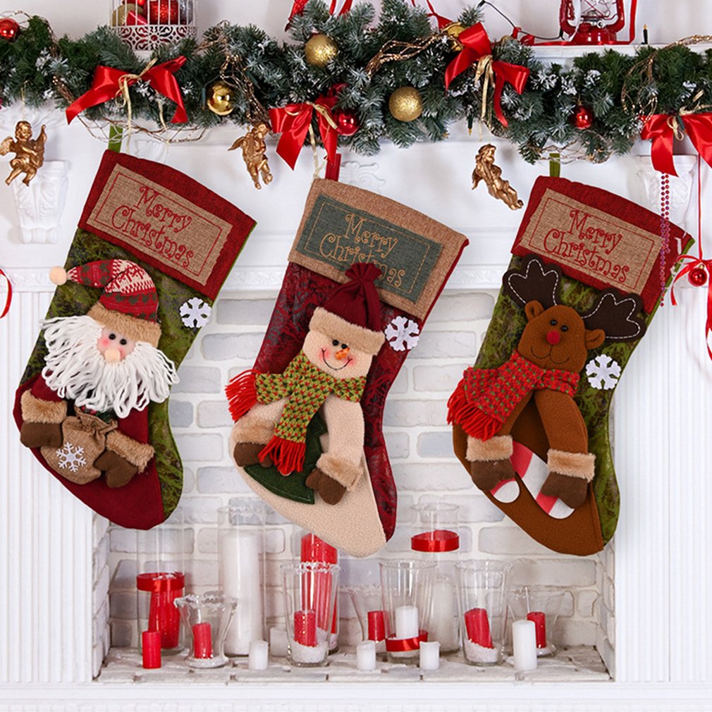Christmas Stocking with Santa, Snowman or Deer