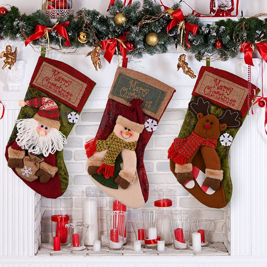 Christmas Stocking with Santa, Snowman or Deer