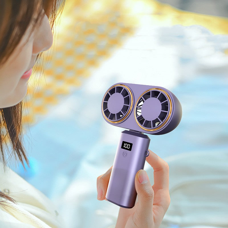 Foldable USB Rechargeable Neck and Handheld Fan with Display (photo 2)