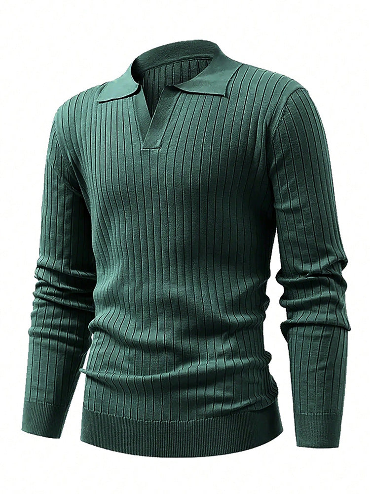 Men's Waffle Knit Long-Sleeve Polo Shirt (photo 17)