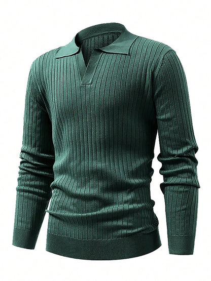 Men's Waffle Knit Long-Sleeve Polo Shirt (photo 17)