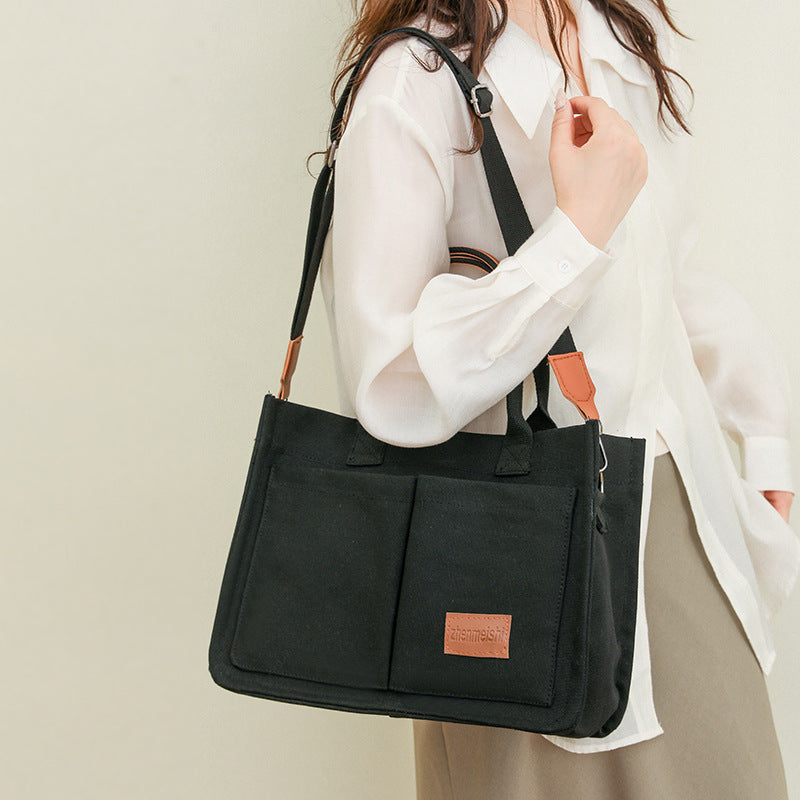 Multi-Pocket Canvas Tote and Shoulder Bag (photo 5)