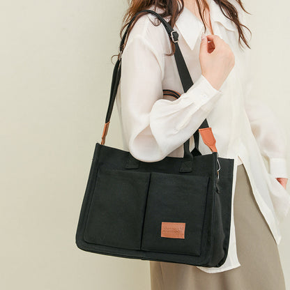 Multi-Pocket Canvas Tote and Shoulder Bag (photo 5)