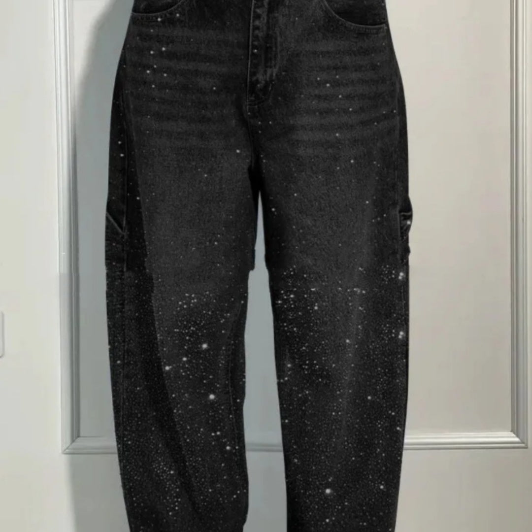 Women's Shiny Straight Wide-Leg Jeans (photo 4)