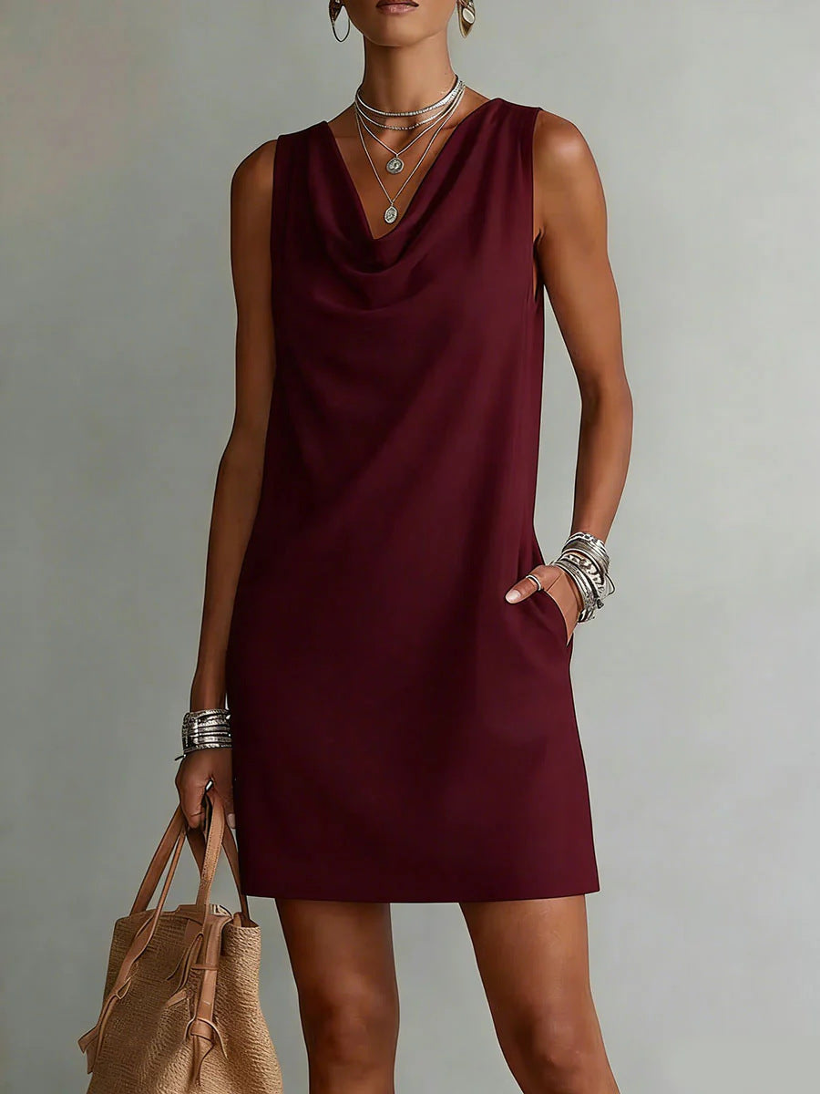 Women's Sleeveless Draped-Neck Bodycon Dress (photo 7)
