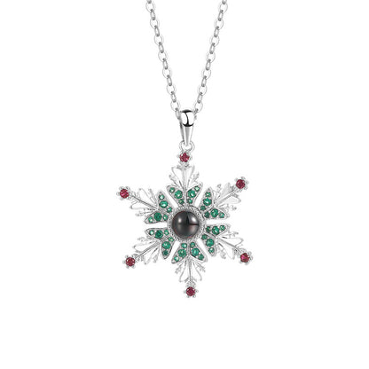 Snowflake Projection Christmas Necklace (photo 8)