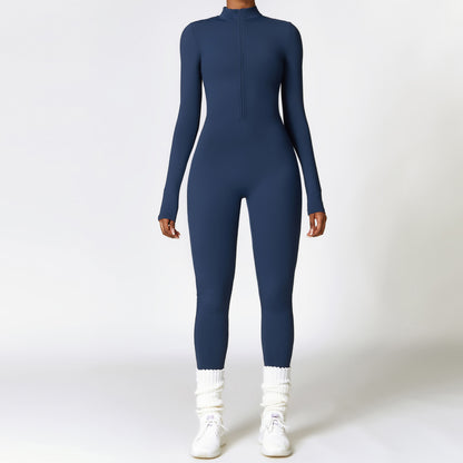 Women's Fleece-Lined Zip Long-Sleeve Yoga Jumpsuit (photo 7)