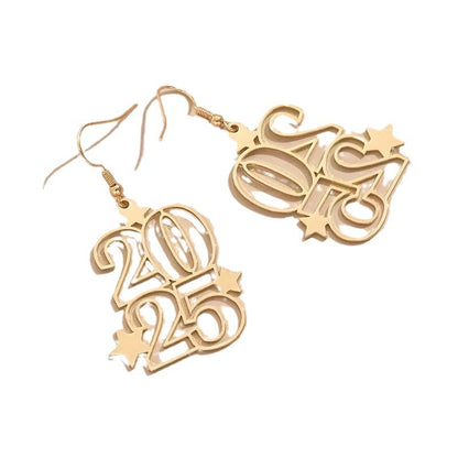 Gold-Tone Number Dangle Earrings (photo 4)