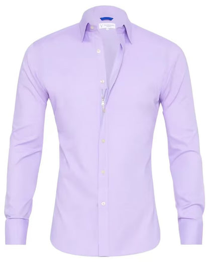 Men's Lapel Zip-Front Long-Sleeve Shirt (photo 16)