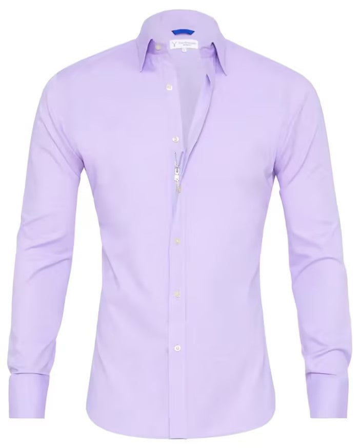 Men's Lapel Zip-Front Long-Sleeve Shirt (photo 10)