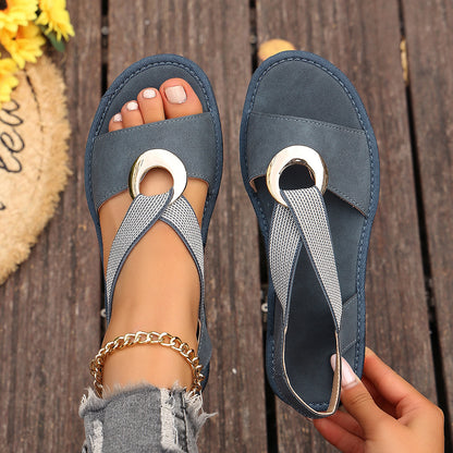Women's Open-Toe Wedge Sandals with Elastic Strap (photo 6)