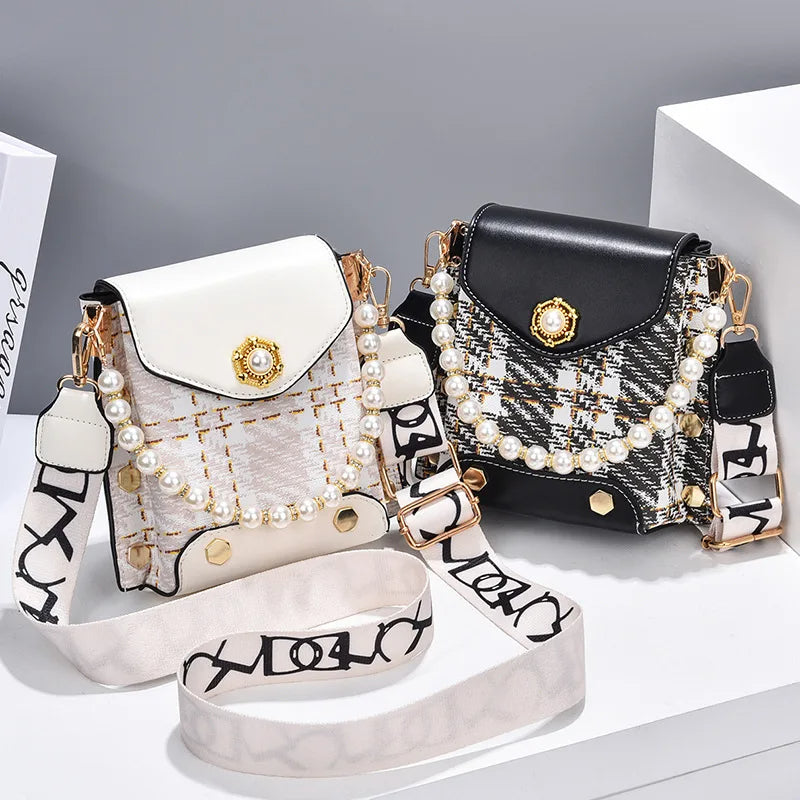 Mini Crossbody Phone Bag with Pearl Chain (photo 8)