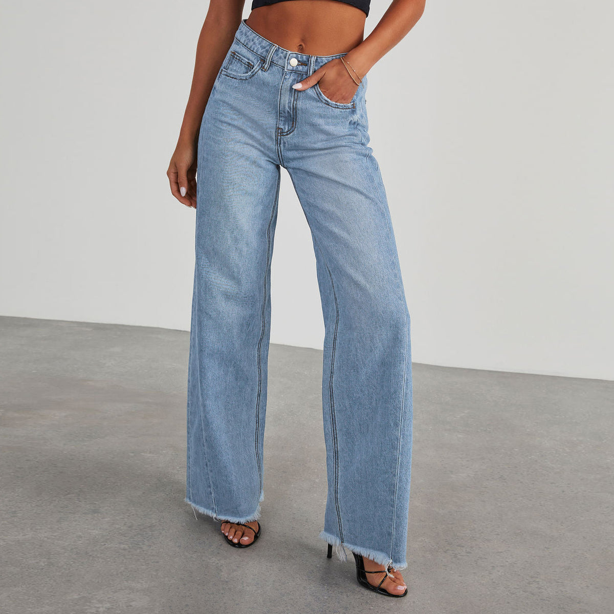 Women's High-Waist Straight Wide-Leg Jeans (photo 8)