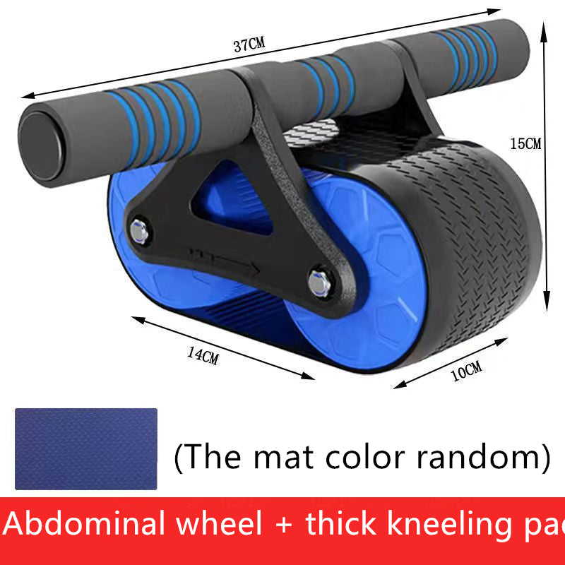 Automatic Rebound Double-Wheel Ab Roller with Knee Pad – Blue