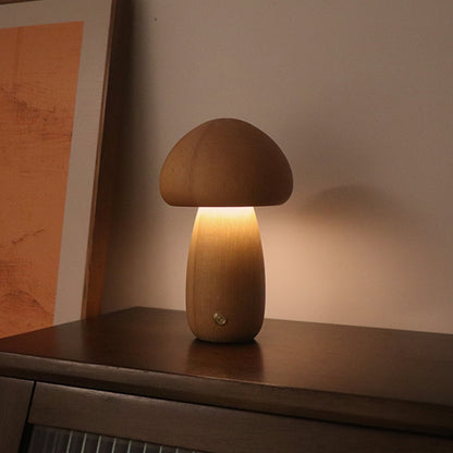 Wooden Mushroom LED Night Light with Touch Switch (photo 11)