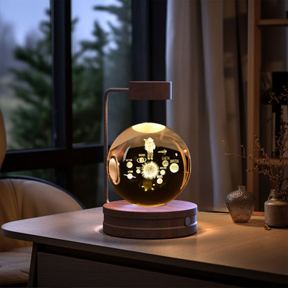 3D Engraved Crystal Ball Night Light with Wooden Base, USB (photo 51)