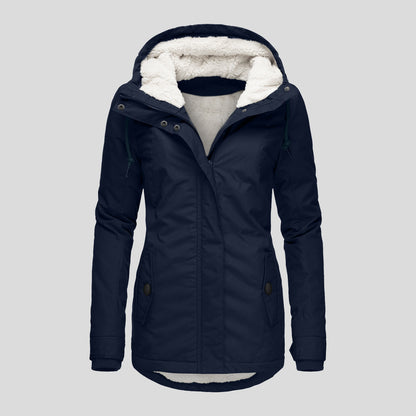 Women's Hooded Fleece Zip Jacket with Buckle (photo 6)