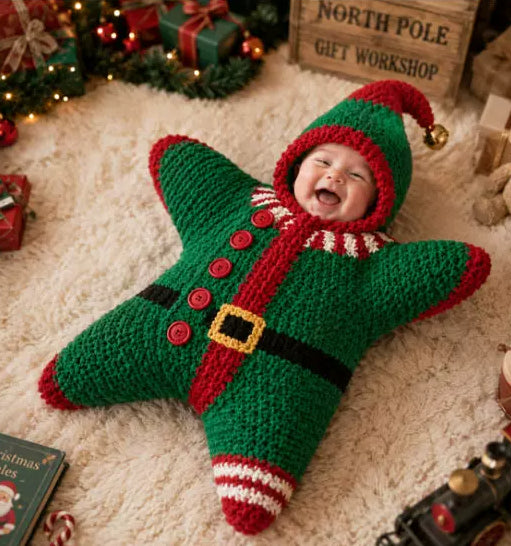 Crochet Star-Shaped Hooded Baby Romper, Finished or DIY Kit (photo 16)