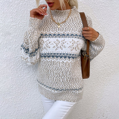 Women's Snowflake Jacquard Half-Turtleneck Sweater (photo 2)