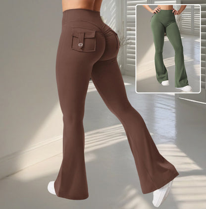 Women's High-Waist Flared Yoga Pants with Pockets
