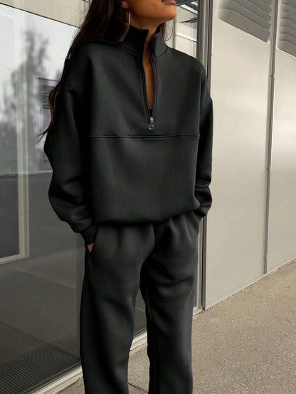 Women's Zip-Up Sweatshirt and Elastic-Waist Pants Set (photo 9)